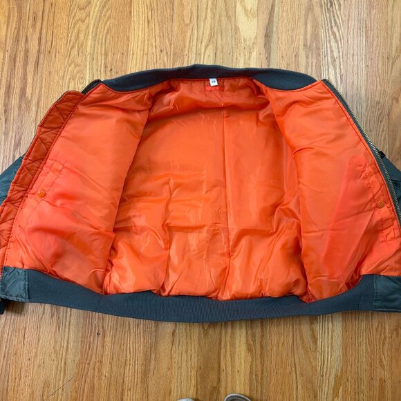ROTHCO Green Bomber Jacket MA-1 MIL-J-6141 Mens Size XS Orange Lining - Picture 6 of 8